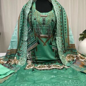 New ready to wear suit embroidery work with cut work dupatta 
Size :46